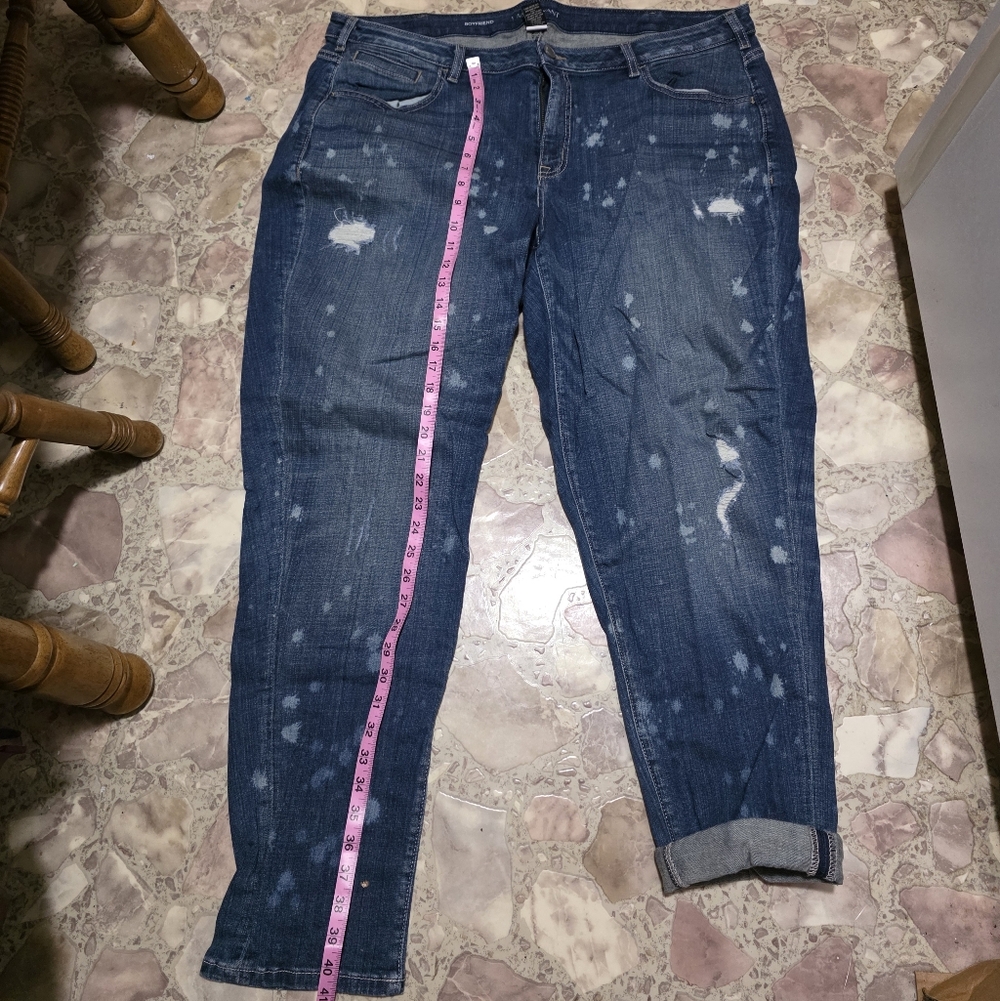 Lane Bryant Distressed Blue Boyfriend Jeans